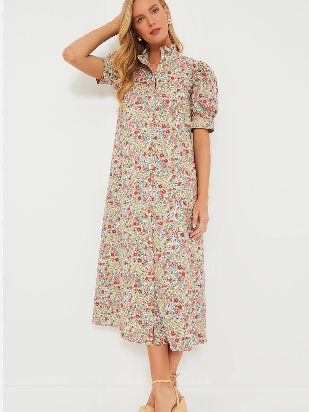 NEW Tuckernuck Hyacinth House Pink  Multi Ruffle Collar Louisa Maxi Dress XS S
